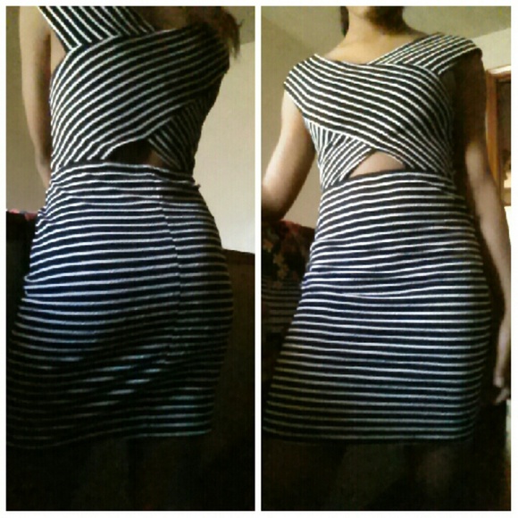 Black & White striped party dress