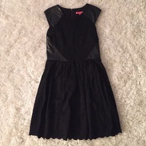 Black Lace and Leather Betsey Johnson Dress