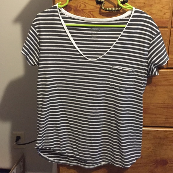 American Eagle striped short-sleeve shirt