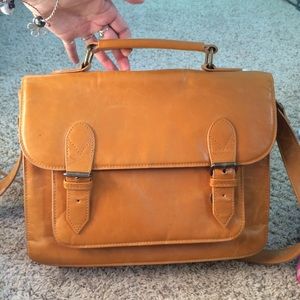 Tan Faux Leather Satchel Bag