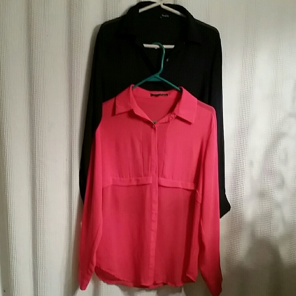 Ro & De button down sheer blouses.