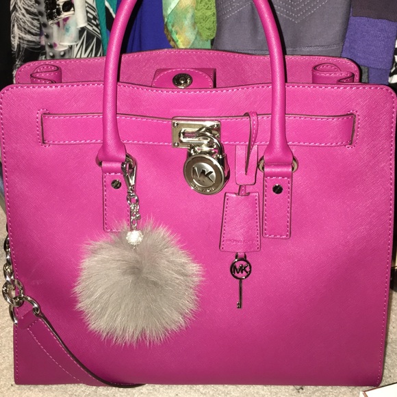 Michael Kors Puff Keychain with Silver Gem