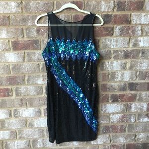 Black sequined cocktail dress