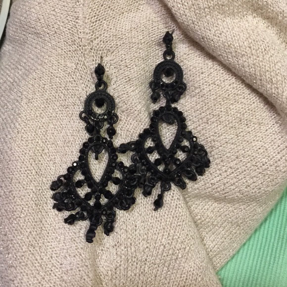 Black bling earrings