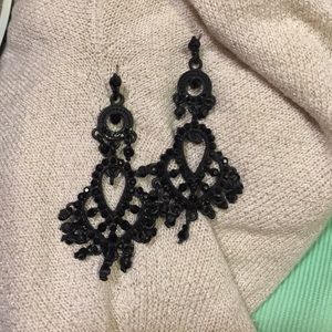 Black bling earrings