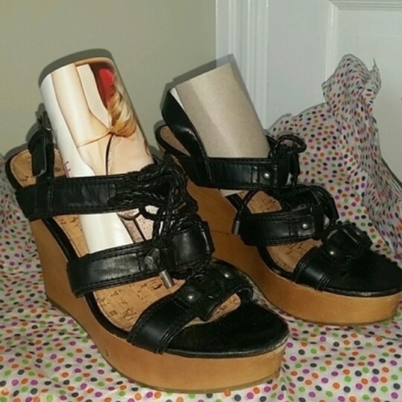 G by Guess black wedges. Excellent condition!!