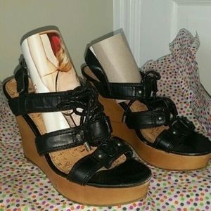 G by Guess black wedges. Excellent condition!!