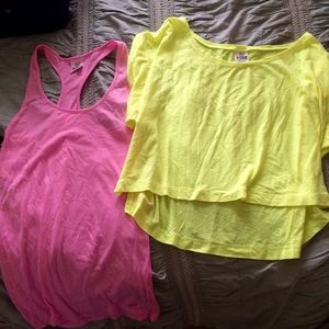 2 pink & neon yellow PINK items
