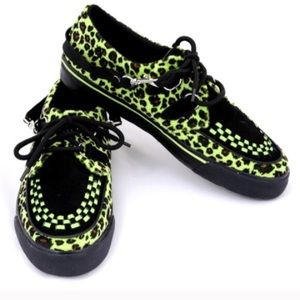 TUK GREEN LEOPARD SZ m5/w7 sneakers creepers used