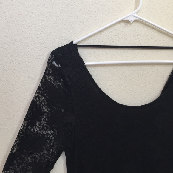 cotton on black sheer lace sleeved bodycon dress
