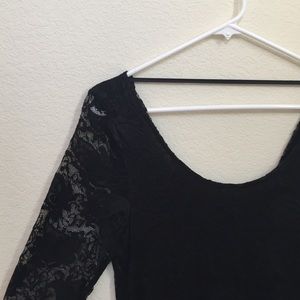 cotton on black sheer lace sleeved bodycon dress