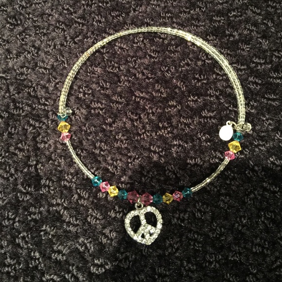 High IntenCity Multi-Color Silver Beaded Multi-Color Choker with Crystal Heart - Picture 3 of 8