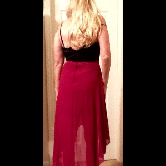 Black and burgundy High Low Dress