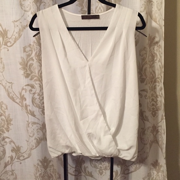 The Limited White Split Neck Top