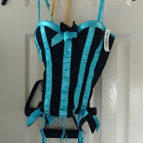 Black and teal corset bustier comfortable