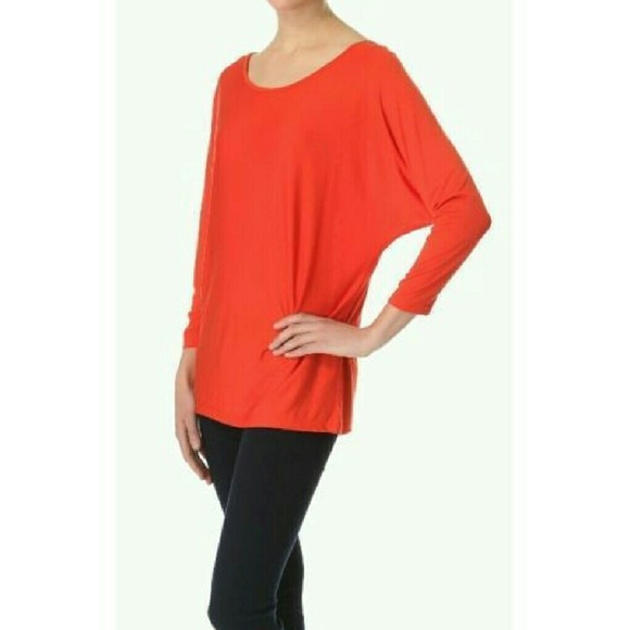 Vince Orange Dolman Tunic Shirt