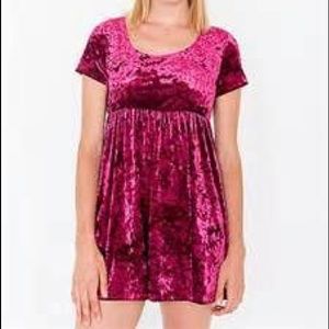 AMERICAN APPAREL Red Velvet Babydoll Dress Size S