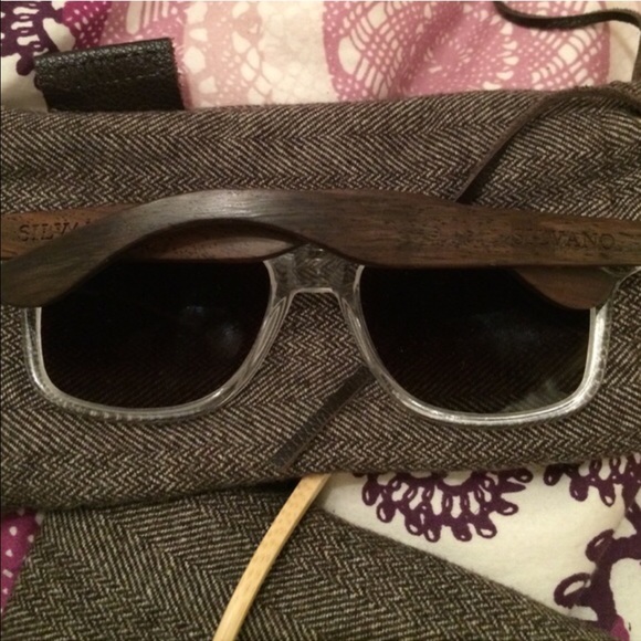 🕶 NWT Silvano Clear frame wooden handle glasses - Picture 2 of 4