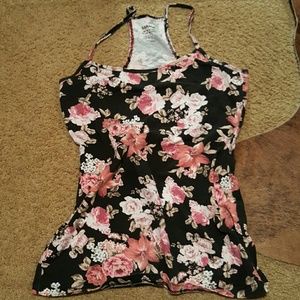 Black floral tank top