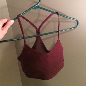 Burgundy lululemon power Y sports bra