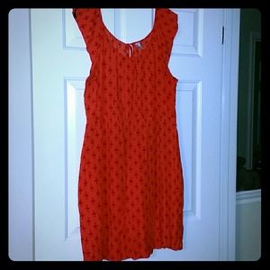 Orange and burgundy cap sleeve dress