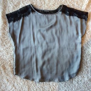 Express Sateen and Lace Detail Top