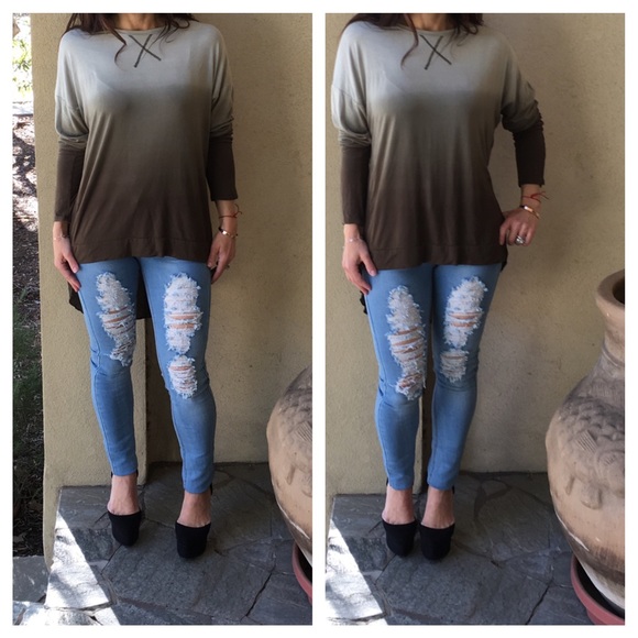 Olive green ombré tunic LAST ONE SALE - Picture 2 of 3