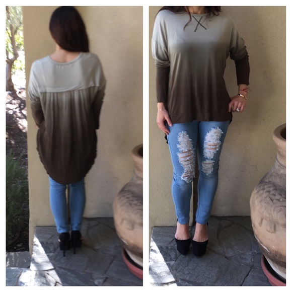 Olive green ombré tunic LAST ONE SALE - Picture 3 of 3