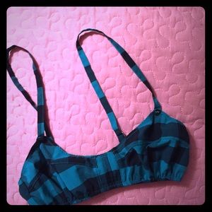 Aerie turquoise plaid bralette size small💕