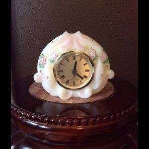 Vintage Fenton Glass Floral Alarm Clock