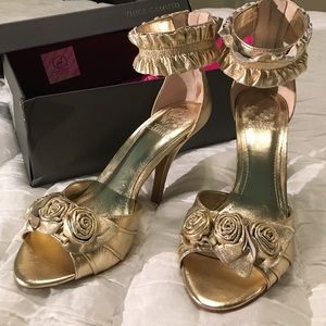 Vince Camuto Wonder Gold Peep Toe Heels