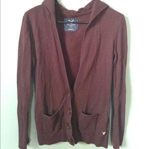 Thick burgandy AE cardigan