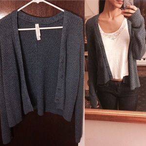 Blue knitted cardigan