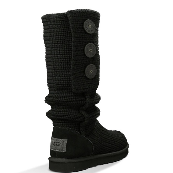 Black knit UGG boots