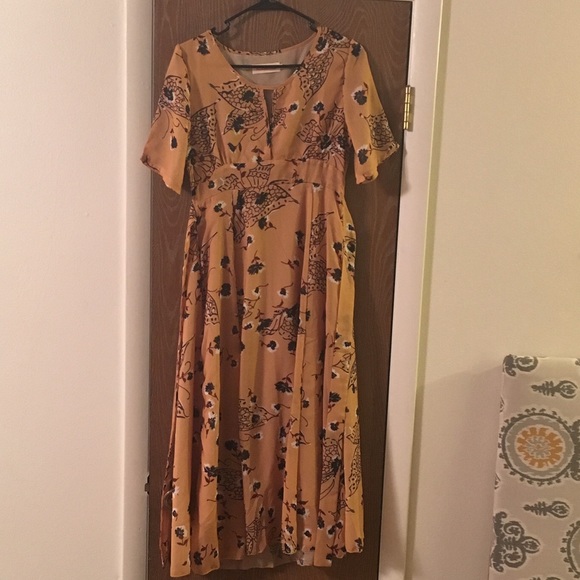 Mustard yellow floral dress