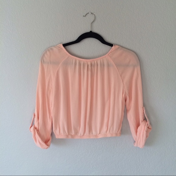 Pink Long Sleeve Crop Top - Picture 2 of 4