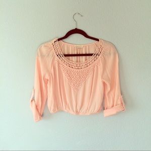 Pink Long Sleeve Crop Top