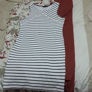 Black and white striped form fighting dress