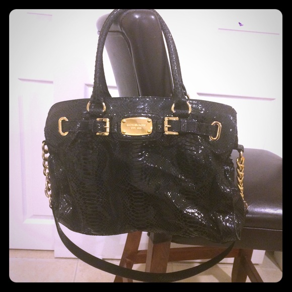 Authentic Michael Kors black Python handbag