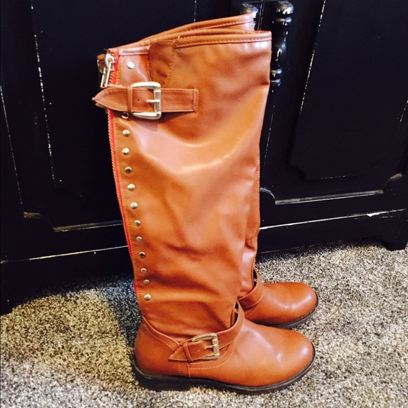 Caramel color knee high boots