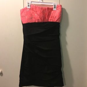 Black and coral dress