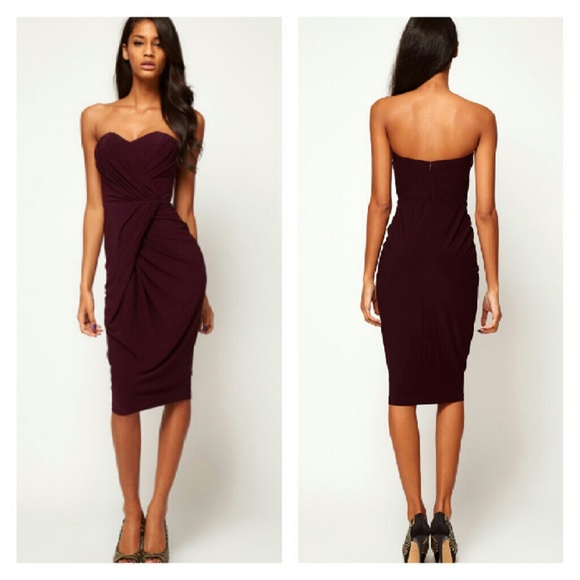 ASOS Berry Bandeau Midi Dress