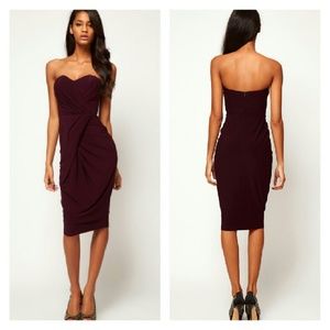 ASOS Berry Bandeau Midi Dress