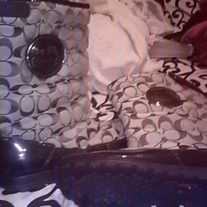 Coach tan and brown patent winter boots