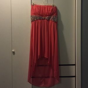 Coral high low dress