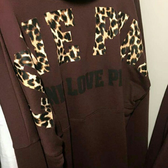 PINK Victoria's Secret Sweaters - Large pink cheetah varsity hoodie