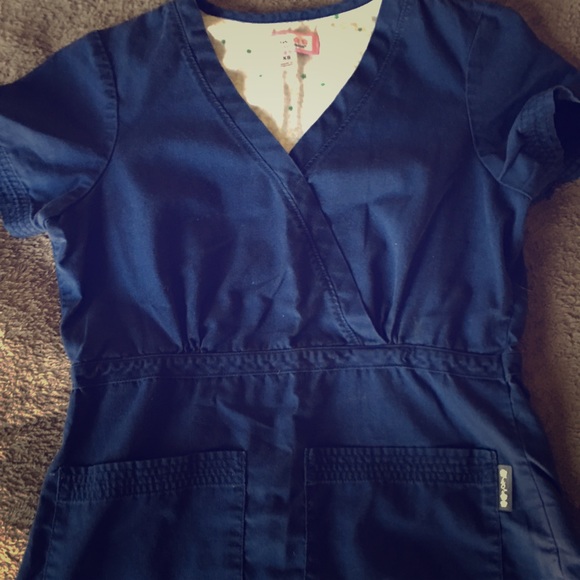 Navy blue koi scrub top