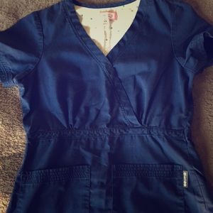 Navy blue koi scrub top