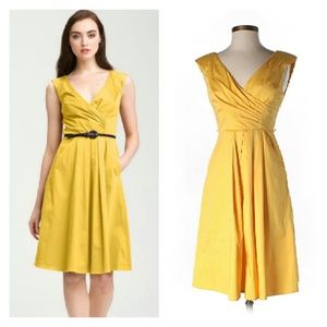 Jessica Simpson Yellow V-neck Fit Flare Dress