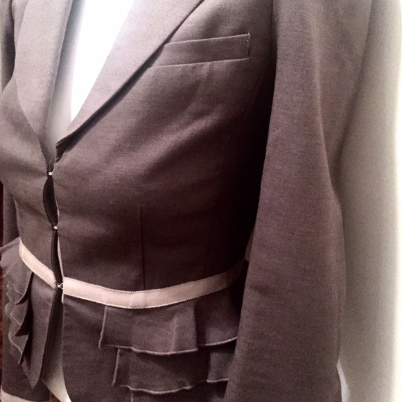 Rebecca Taylor Wool Blazer w/ Ruffle Ribbon Detail